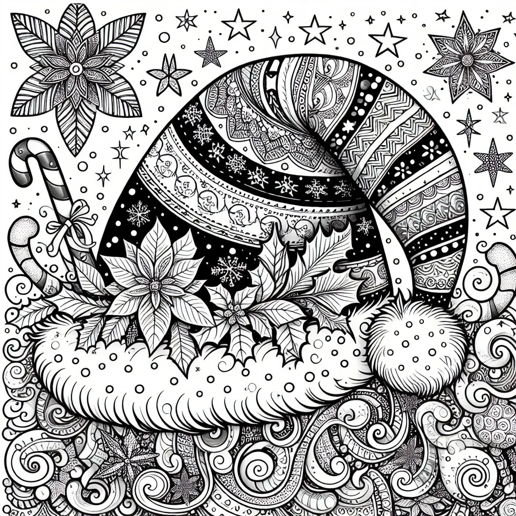 Unleash Your Holiday Creativity with a Festive Santa Hat Coloring Page!